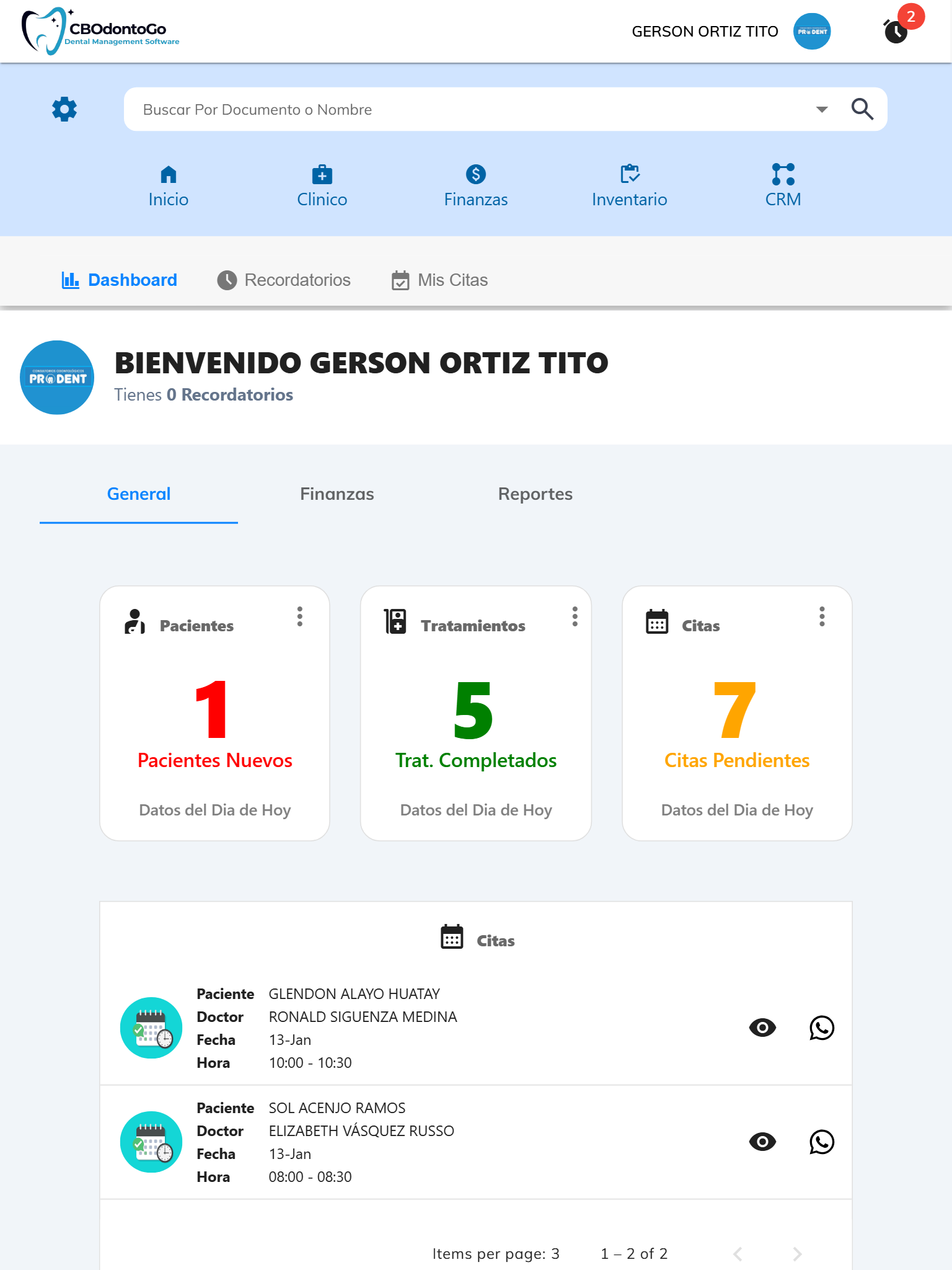 reportes software dental